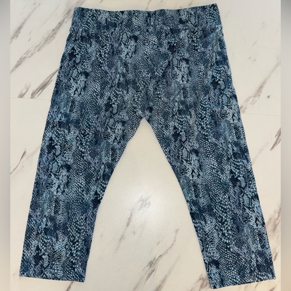 LOGO by Lori Goldstein Blue Snake Print Leggings M